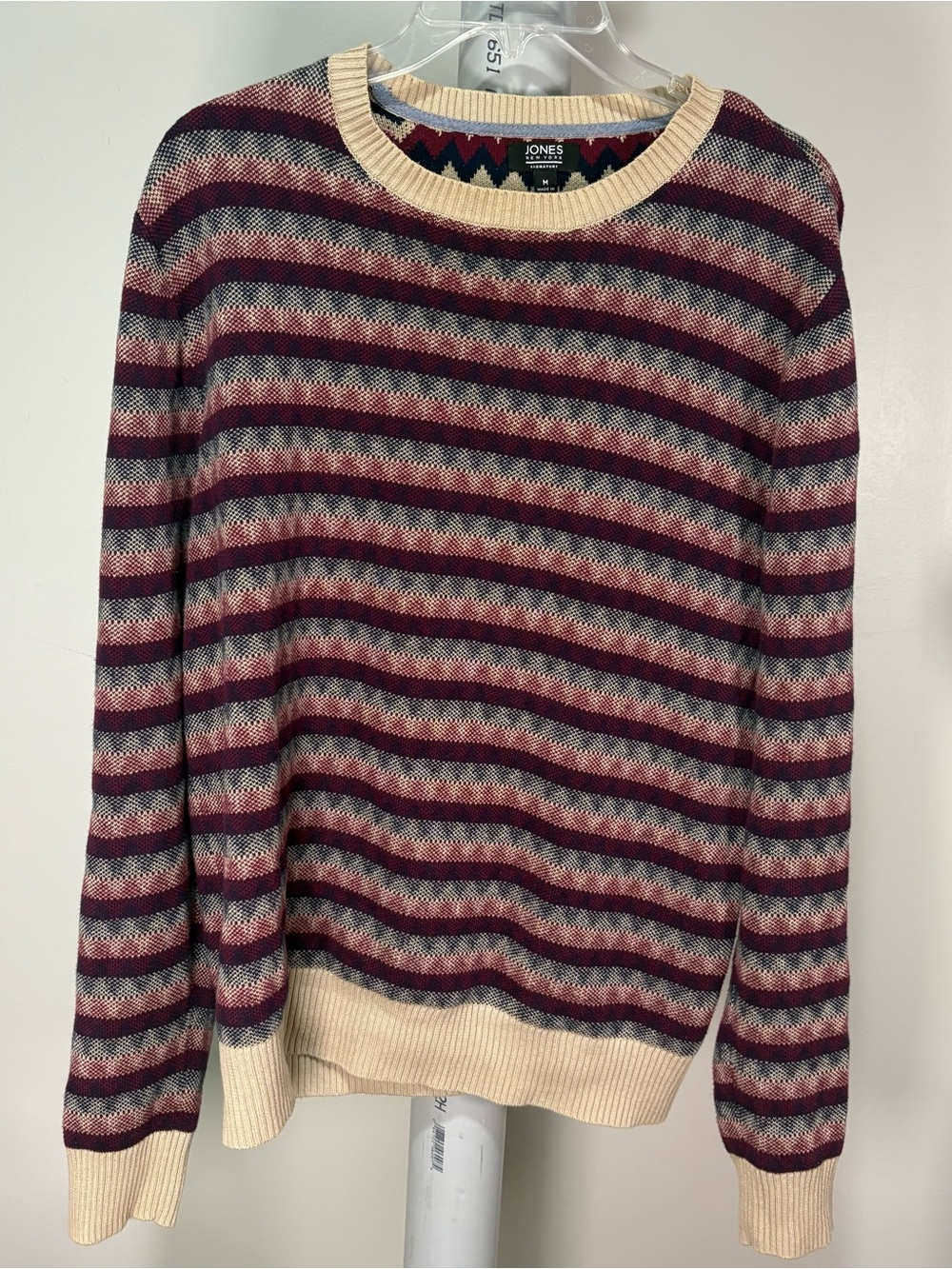Vtg Jones New York Men’s M Colorful Crewneck Sweater Pullover Chevron Grandpa